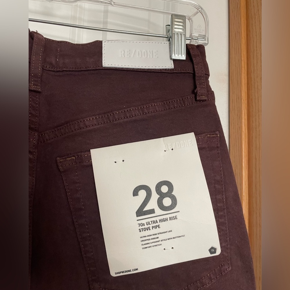 Re/Done 70s Ultra High Rise Stove Pipe Jeans Size 28 Washed Plum - Picture 8 of 13